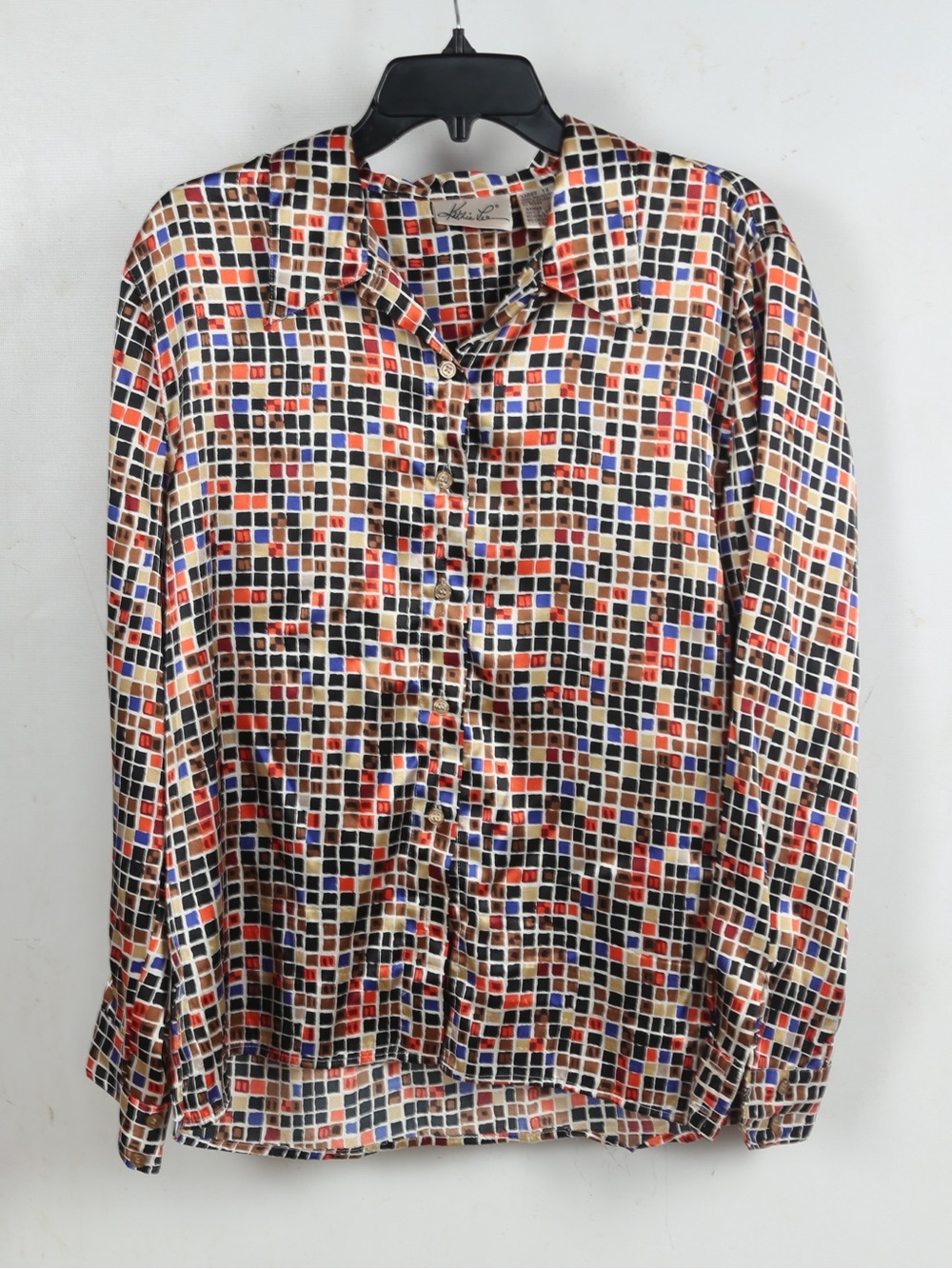 Kathie Lee Collection Multicolor Grid Print Button-Down Shirt